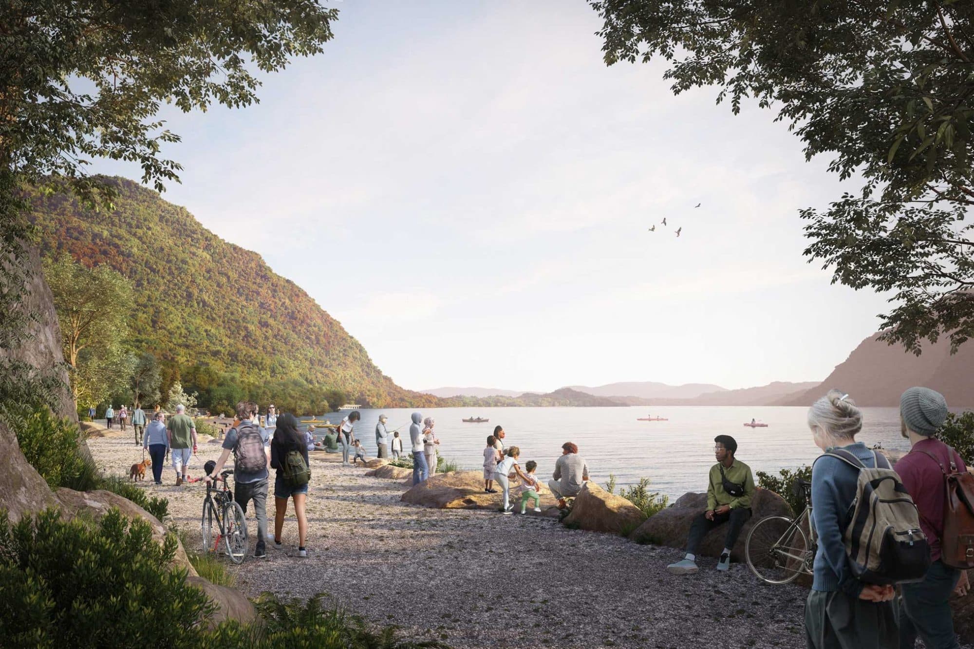Rendering of the future Fjord Trail Visitor Center area